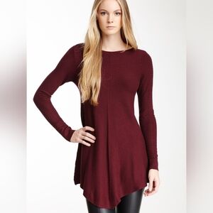 Lola Maroon Long Sleeve Tunic Top S